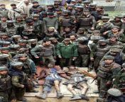 Indian Army soldiers pose with bodies of two terorist killed in a encounter at Gopalpur, Srinagar, Kashmir. 05 April 2005.[725×1024] from indian park sex mia srinagar raj bach xxx